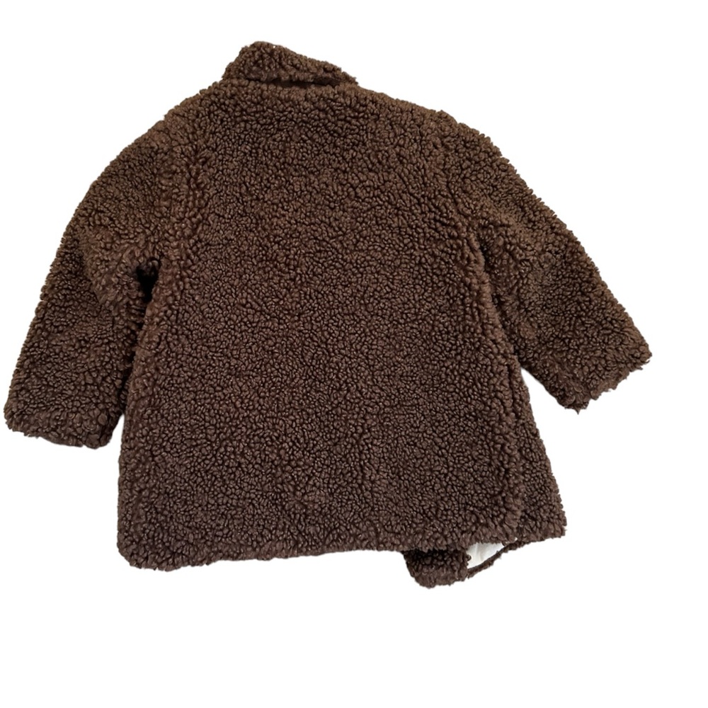 Zara Brown Teddy Coat Size 4/5 - Picture 4 of 8
